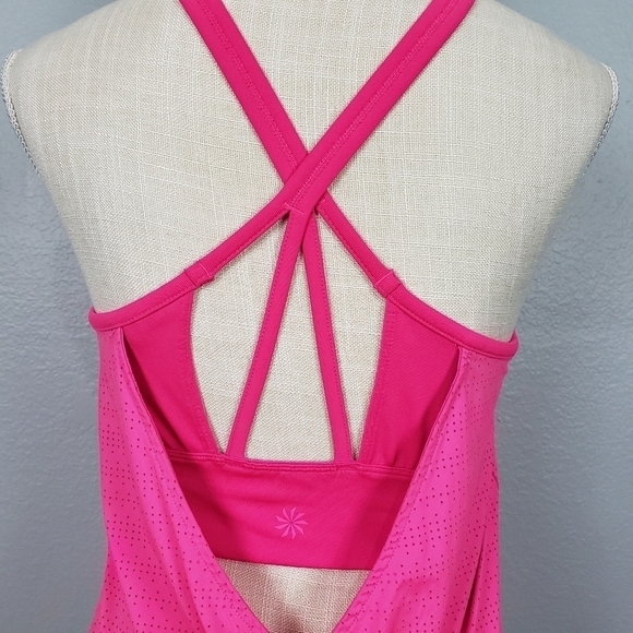 ATHLETA Yoga Fitness Mind Over Matter Pixel Tank Top Pink Sz S Training Workout - Picture 7 of 10